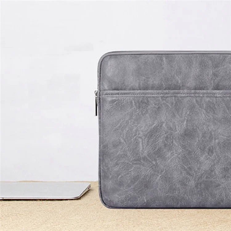 CANVASARTISAN  L38-T06 PU Leather Sleeve Bag for 12 inch Laptop Portable Carrying Case Shockproof Notebook Protector - Grey