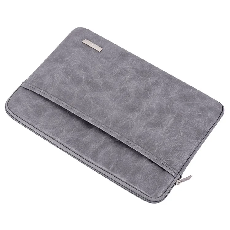 CANVASARTISAN  L38-T06 PU Leather Sleeve Bag for 12 inch Laptop Portable Carrying Case Shockproof Notebook Protector - Grey