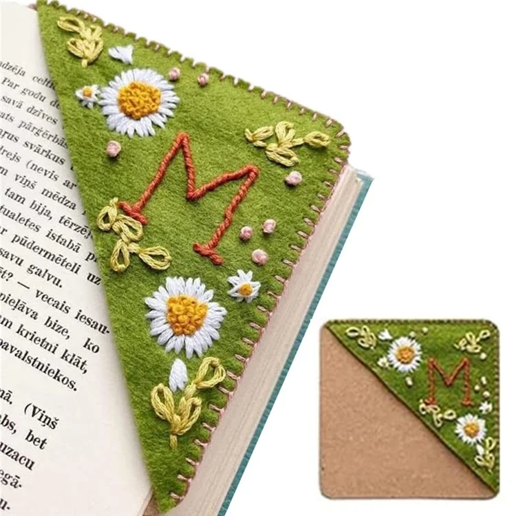 Corner de Esquina Bordada a Mano Personalizada Flor de Flores de Marcador Costado de Fieltro de Fieltro Accesorios de Marcador de Bordado Para Leer - el Verano