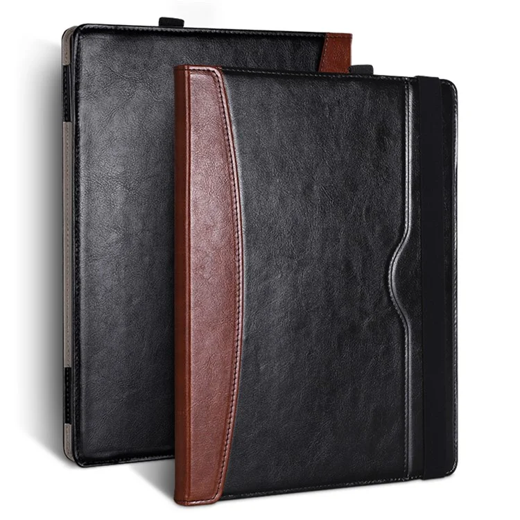 Pour L'ordinateur Portable Microsoft Surface 1 / 2 / 3 / 4 13,5 Pouces PU Cuir PU Close Magnétique Sac de Transport Portage Portable Portable Protecteur Avec Porte-stylo - le Noir / Brun