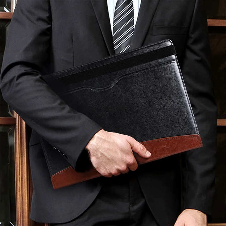 Pour L'ordinateur Portable Microsoft Surface 1 / 2 / 3 / 4 13,5 Pouces PU Cuir PU Close Magnétique Sac de Transport Portage Portable Portable Protecteur Avec Porte-stylo - le Noir / Brun