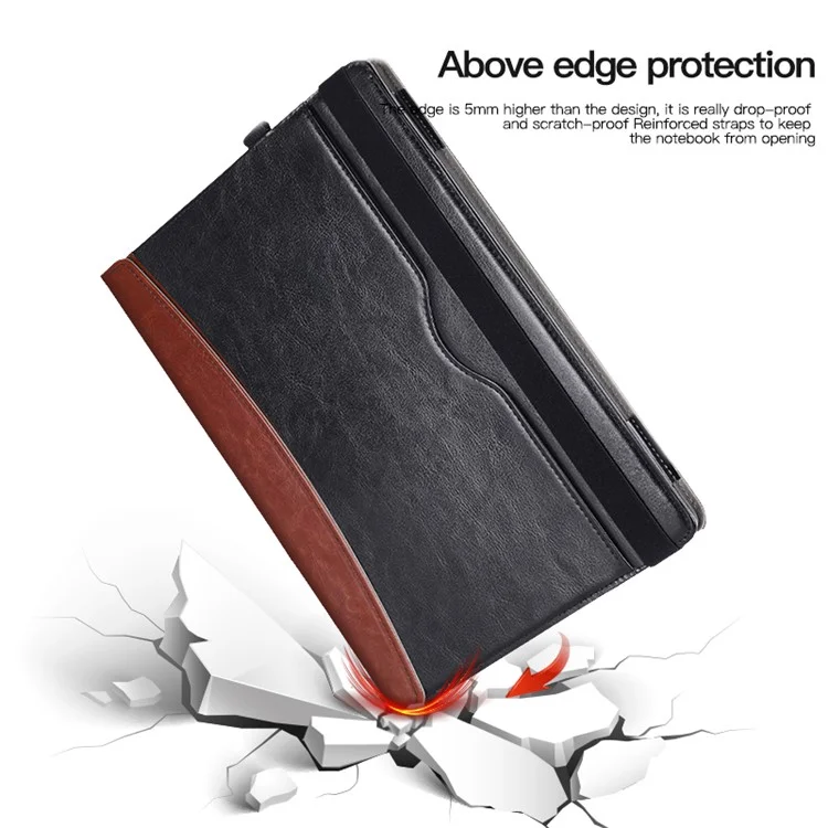 Pour L'ordinateur Portable Microsoft Surface 1 / 2 / 3 / 4 13,5 Pouces PU Cuir PU Close Magnétique Sac de Transport Portage Portable Portable Protecteur Avec Porte-stylo - le Noir / Brun