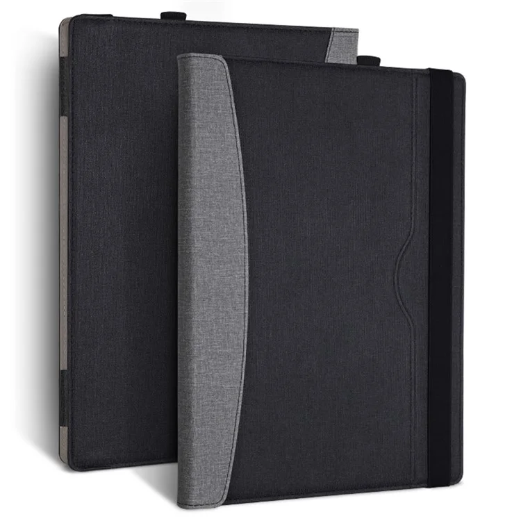 For Microsoft Surface Laptop 1 / 2 / 3 / 4 13.5-inch PU Leather Case Magnetic Closure Carrying Bag Anti-Scratch Portable Laptop Protector with Pen Holder - Black  /  Grey