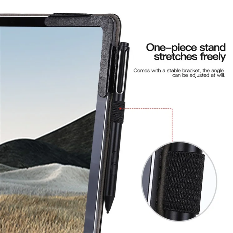 For Microsoft Surface Laptop 1 / 2 / 3 / 4 13.5-inch PU Leather Case Magnetic Closure Carrying Bag Anti-Scratch Portable Laptop Protector with Pen Holder - Black  /  Grey