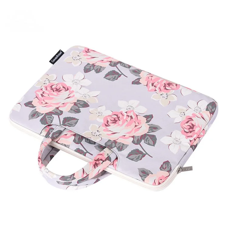 CANVASARTISAN H40-B01 Rose Pattern Printed Laptop Case 12-inch Laptop Sleeve Shockproof Protection Computer Carrying Bag Protective Briefcase - Black