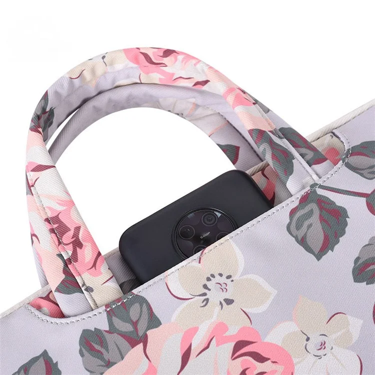 CANVASARTISAN H40-B01 Rose Pattern Printed Laptop Case 12-inch Laptop Sleeve Shockproof Protection Computer Carrying Bag Protective Briefcase - Black