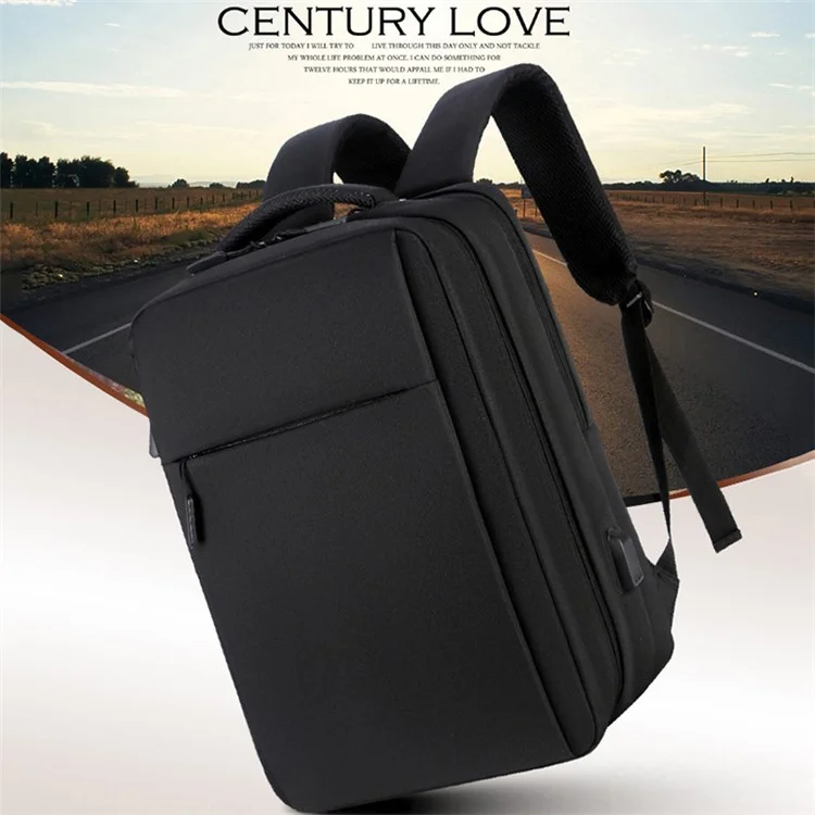 1106 Large Capacity Dual Layer Laptop Backpack Business Travel Shoulder Bag Rucksack with USB Charging Port