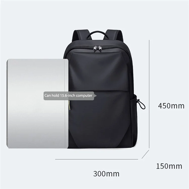 15.6-inch Laptop Backpack Large Capacity Men Daypack Rucksack for Travel Business - Black