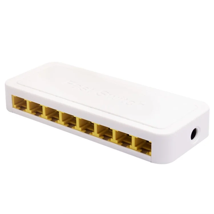 TXE059 Mini Size 8 Ports 10M / 100M Fast Ethernet Switch Smart Network Desktop Switch Power Adapter LAN Hub - EU Plug