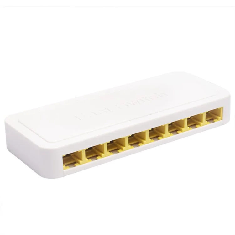 TXE059 Mini Size 8 Ports 10M / 100M Fast Ethernet Switch Smart Network Desktop Switch Power Adapter LAN Hub - EU Plug