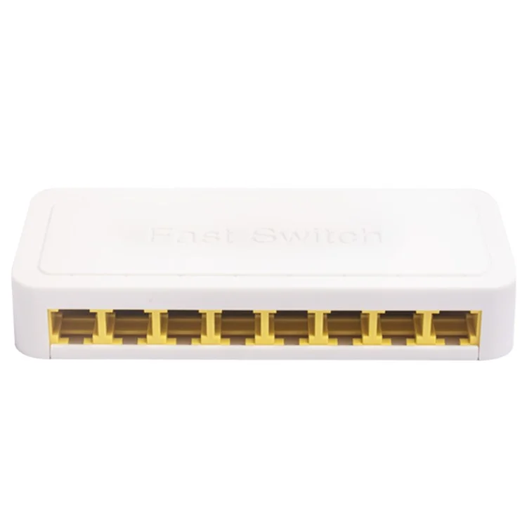 TXE059 Mini Size 8 Ports 10M / 100M Fast Ethernet Switch Smart Network Desktop Switch Power Adapter LAN Hub - EU Plug