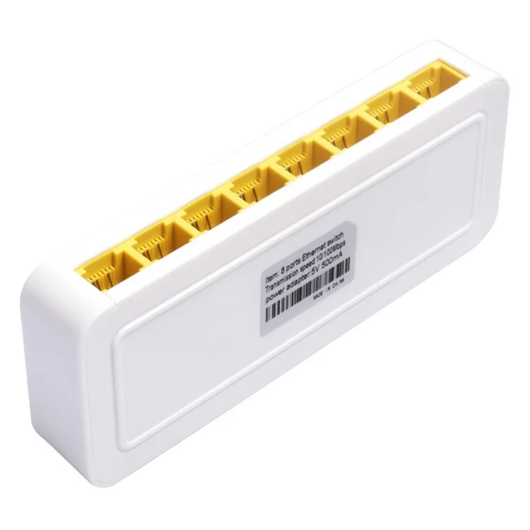TXE059 Mini Size 8 Ports 10M / 100M Fast Ethernet Switch Smart Network Desktop Switch Power Adapter LAN Hub - EU Plug