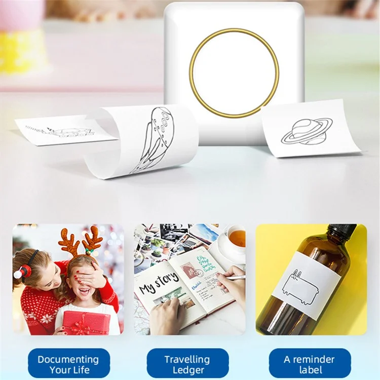 C20 Portable Mini Pocket Printer Bluetooth-compatible 5.0 Thermal Printer for Label, Picture Printing