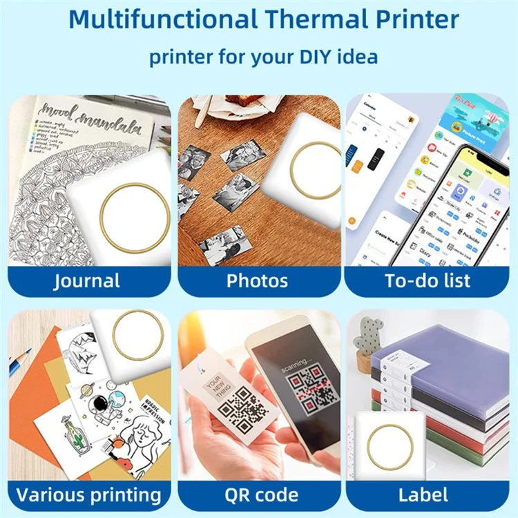 C20 Portable Mini Pocket Printer Bluetooth-compatible 5.0 Thermal Printer for Label, Picture Printing