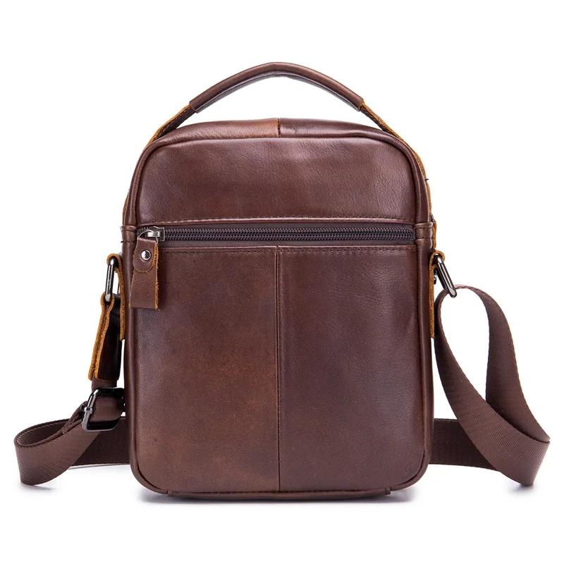 BULLCAPTAIN 777 Top-Layer Cowhide Leather Retro Handbag Zipper Pocket Shoulder Bag Wallet Purse Clutch - Brown