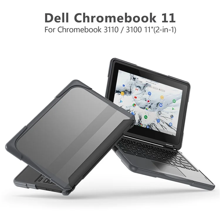 Para Dell Chromebook 11,6 polegadas 3100 / 3110 PC+TPU Laptop Case Anti-scratch Notebook Computer Upper+Lower Cover