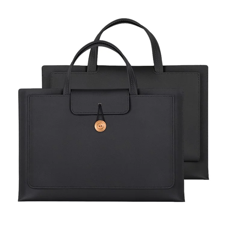 Borsa per laptop da 15 / 15,4 / 16 pollici Borsa a mano in pelle PU Protezione superficie Manica 3 strati Custodia per computer portatile - Nero