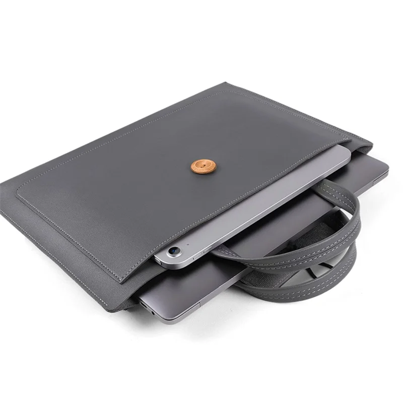 15 / 15.4 / 16 Inch Laptop Carrying Bag Handbag PU Leather Surface Protection Sleeve 3-Layer Notebook Computer Pouch - Brown