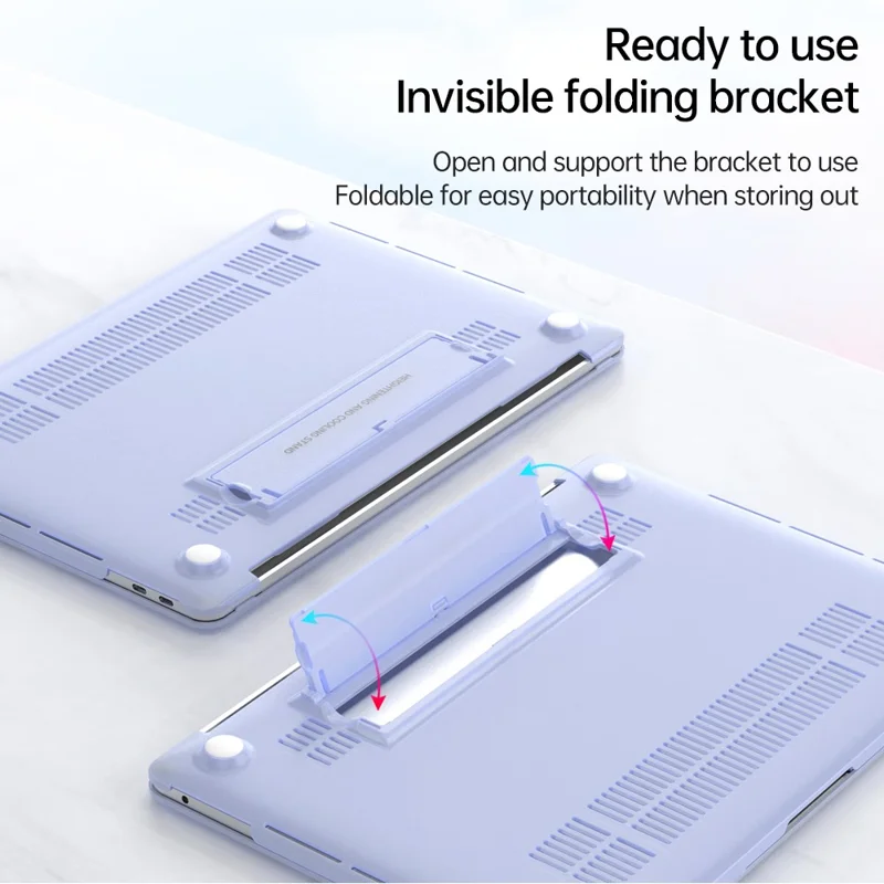 For MacBook Pro 14 inch (2026) A3427 A3426 / (2025) A3434 A3112 A3185 A3401 / (2024) A2918 A2992 / (2023) A2779 / (2022) / (2021) A2442 Matte PC Case Anti-Scratch Protective Laptop Cover with Kickstand - White