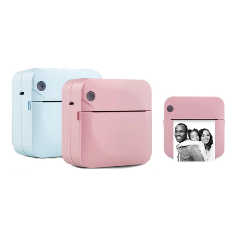 C17 Portable Mini Printer Pocket Bluetooth-compatible Thermal Printer Inkless Printing Gift for Label Receipt Photo Notes Study - Pink