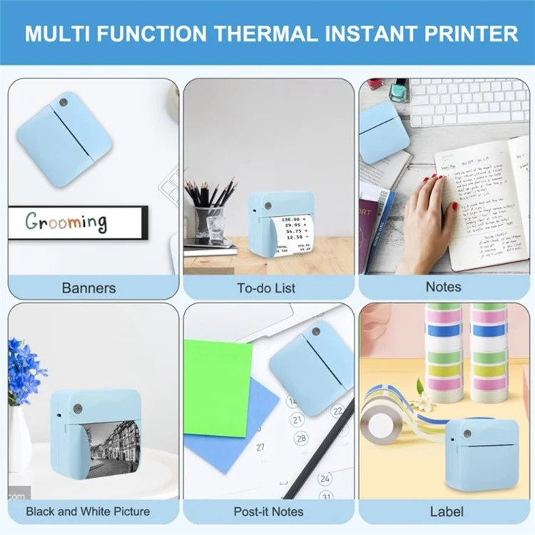 C17 Portable Mini Printer Pocket Bluetooth-compatible Thermal Printer Inkless Printing Gift for Label Receipt Photo Notes Study - White