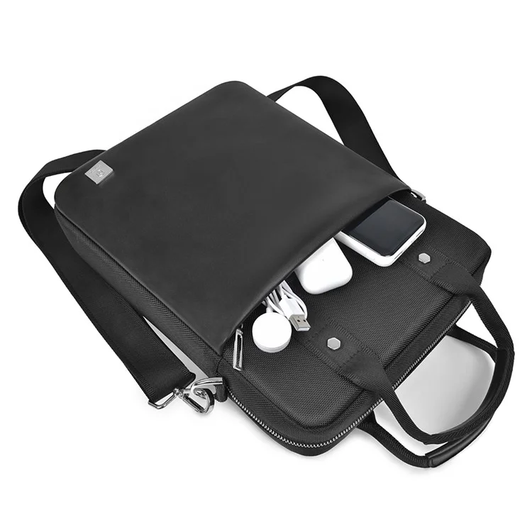 WIWU Hali Vertical Layer Bag 11-Inch Notebook Computer Crossbody Bag Handbag Polyester+PU Leather Shoulder Bag