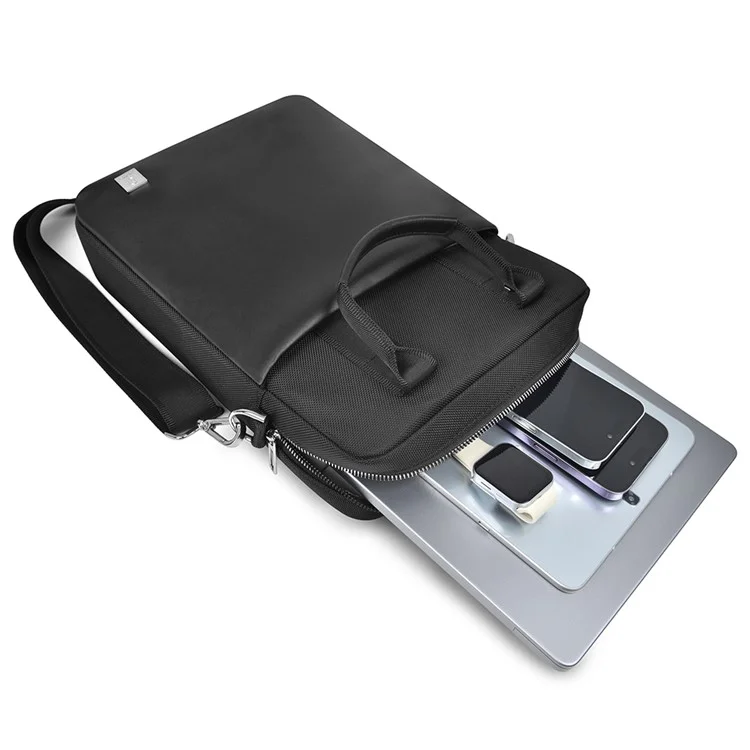 WIWU Hali Vertical Layer Bag 11-Inch Notebook Computer Crossbody Bag Handbag Polyester+PU Leather Shoulder Bag