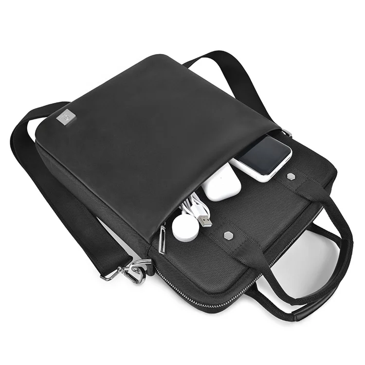 WIWU Hali Vertikale Lagertasche 14-Zoll Laptop-Handtasche Umhängetasche Polyester+PU-Leder Messenger Tragetasche