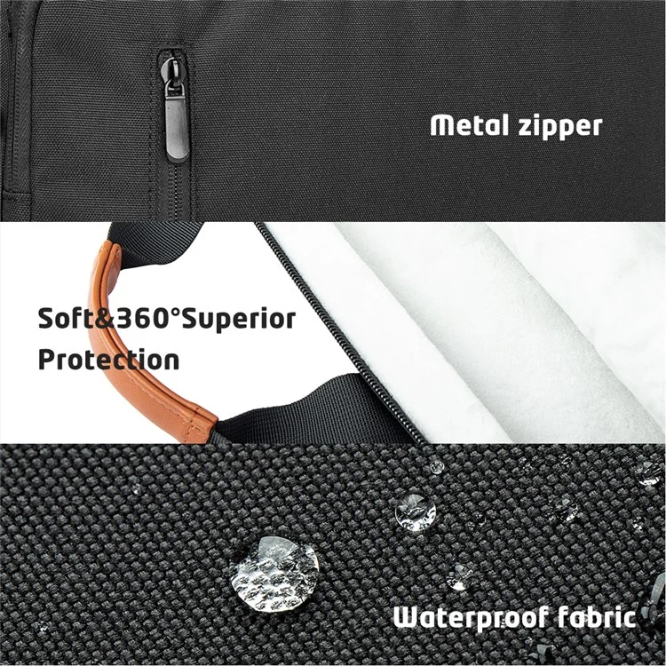 MA532 15-15.6 Inch Laptop Handbag Polyester+Fleece Notebook Computer Shoulder Bag Business Messenger Tote Bag
