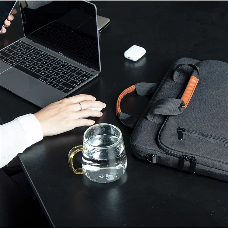 MA532 15-15.6 Inch Laptop Handbag Polyester+Fleece Notebook Computer Shoulder Bag Business Messenger Tote Bag