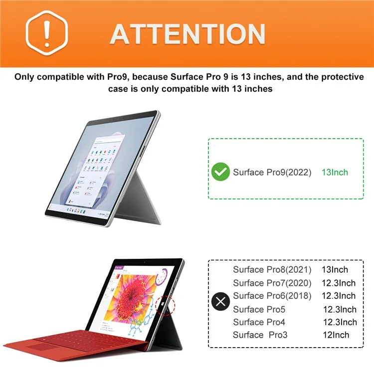 Para Microsoft Surface Pro 9 Microfibra Cuero Case Flip Stand Cover Con Soporte de Bolígrafo