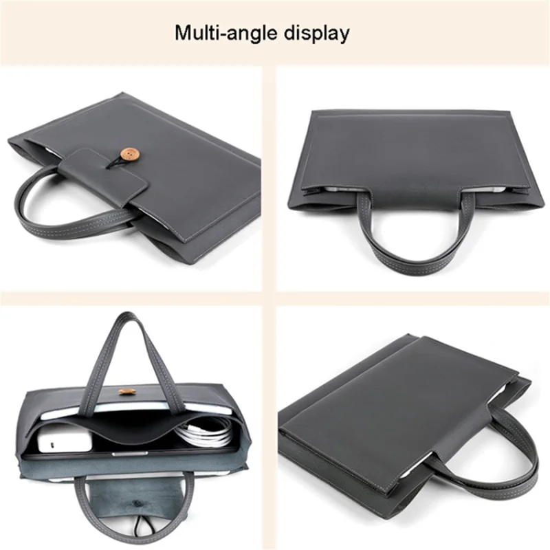 13.3 / 14 inch Laptop Sleeve PU Leather Handbag Sleeve Notebook Computer Bag Storage Water-Repellent Pouch - Rose Pink
