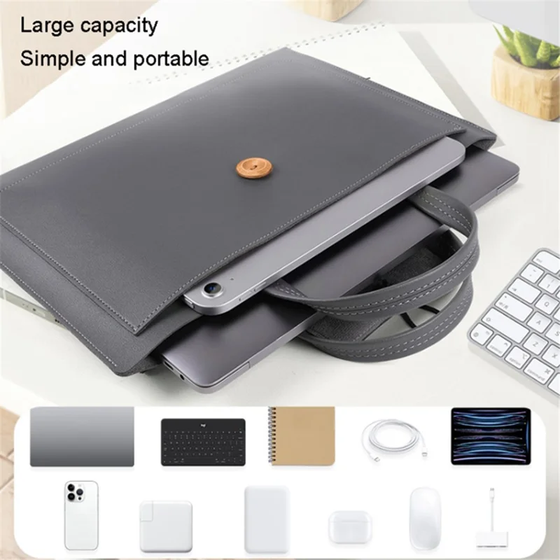 13.3 / 14 inch Laptop Sleeve PU Leather Handbag Sleeve Notebook Computer Bag Storage Water-Repellent Pouch - Rose Pink