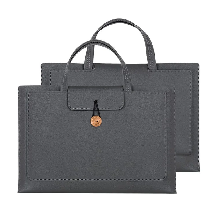 15,4 / 16 Zoll Laptoptasche Handtasche spritzwasserfeste PU-Lederoberfläche Schutz Sleeve Notebook Computer Tasche - Grau