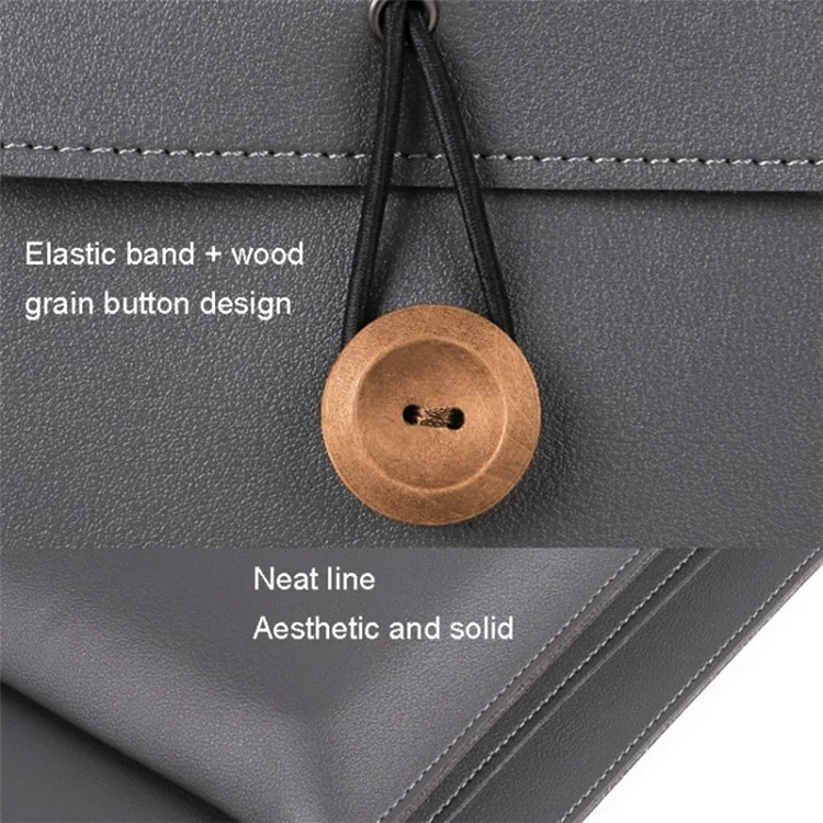 15,4 / 16 Zoll Laptoptasche Handtasche spritzwasserfeste PU-Lederoberfläche Schutz Sleeve Notebook Computer Tasche - Grau