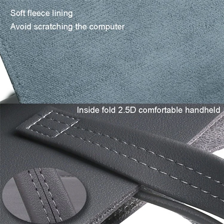 15,4 / 16 Zoll Laptoptasche Handtasche spritzwasserfeste PU-Lederoberfläche Schutz Sleeve Notebook Computer Tasche - Grau