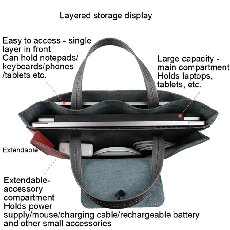 15,4 / 16 Zoll Laptoptasche Handtasche spritzwasserfeste PU-Lederoberfläche Schutz Sleeve Notebook Computer Tasche - Grau