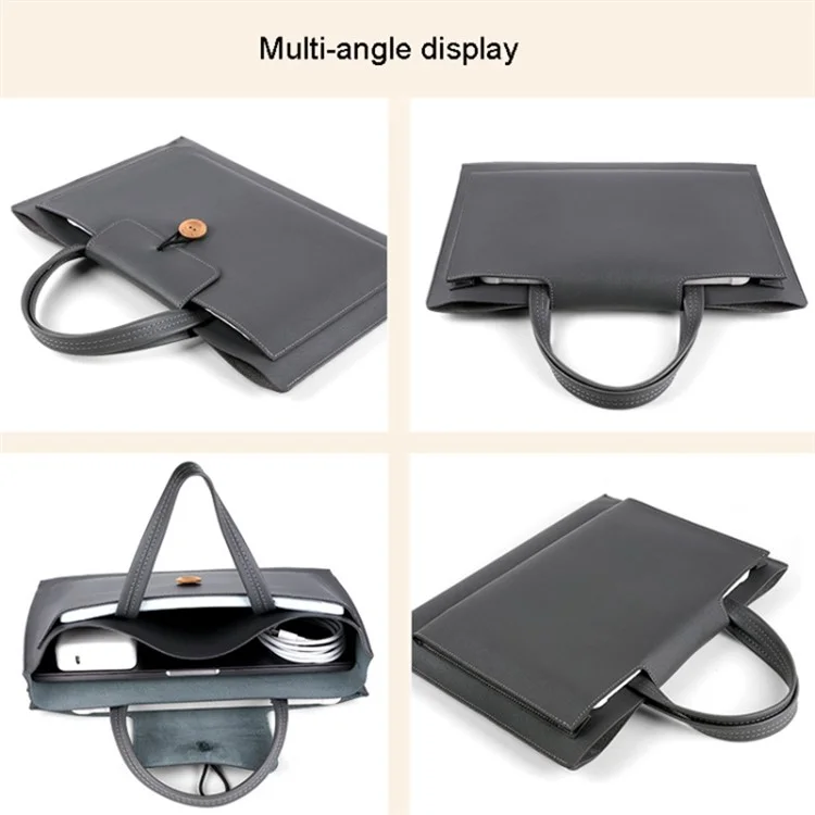 15,4 / 16 Zoll Laptoptasche Handtasche spritzwasserfeste PU-Lederoberfläche Schutz Sleeve Notebook Computer Tasche - Grau