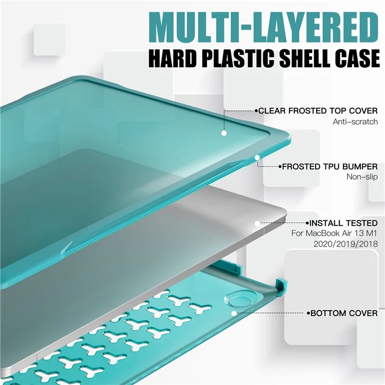 Para MacBook Air 13 pulgadas (2018) A1932 / (2020) A2337 M1 A2179 Funda antichoque de PC+TPU Funda antichoque para portátil - Azul bebé