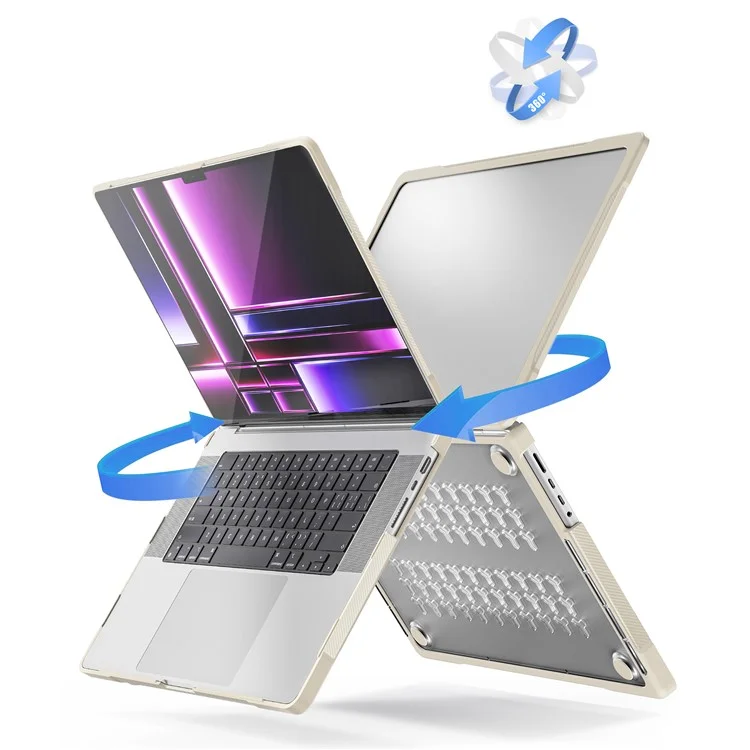 Para MacBook Pro 16 pulgadas (2021) A2485 / (2023) A2780 / A2991 (M1 / M2 / M3) Funda de Ordenador Portátil PC+TPU Anti-Caídas y a Prueba de Golpes - Caqui