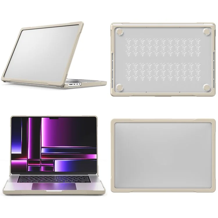 Para MacBook Pro 16 pulgadas (2021) A2485 / (2023) A2780 / A2991 (M1 / M2 / M3) Funda de Ordenador Portátil PC+TPU Anti-Caídas y a Prueba de Golpes - Caqui