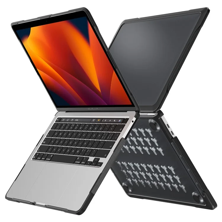 Sailor Series Laptop Case for MacBook Pro 13 inch (2016) A1706 A1708 / (2018) A1989 / (2019) A2159 / (2020) A2251 A2338 (M1 / M2) PC+TPU Shockproof Cover - Transparent Black