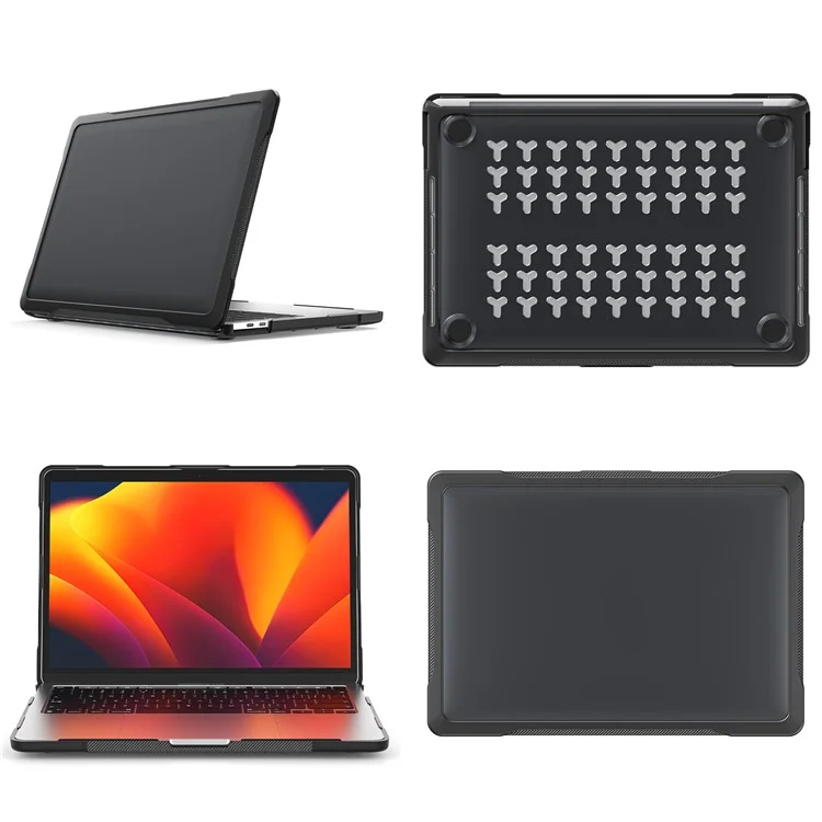 Sailor Series Laptop Case for MacBook Pro 13 inch (2016) A1706 A1708 / (2018) A1989 / (2019) A2159 / (2020) A2251 A2338 (M1 / M2) PC+TPU Shockproof Cover - Transparent Black