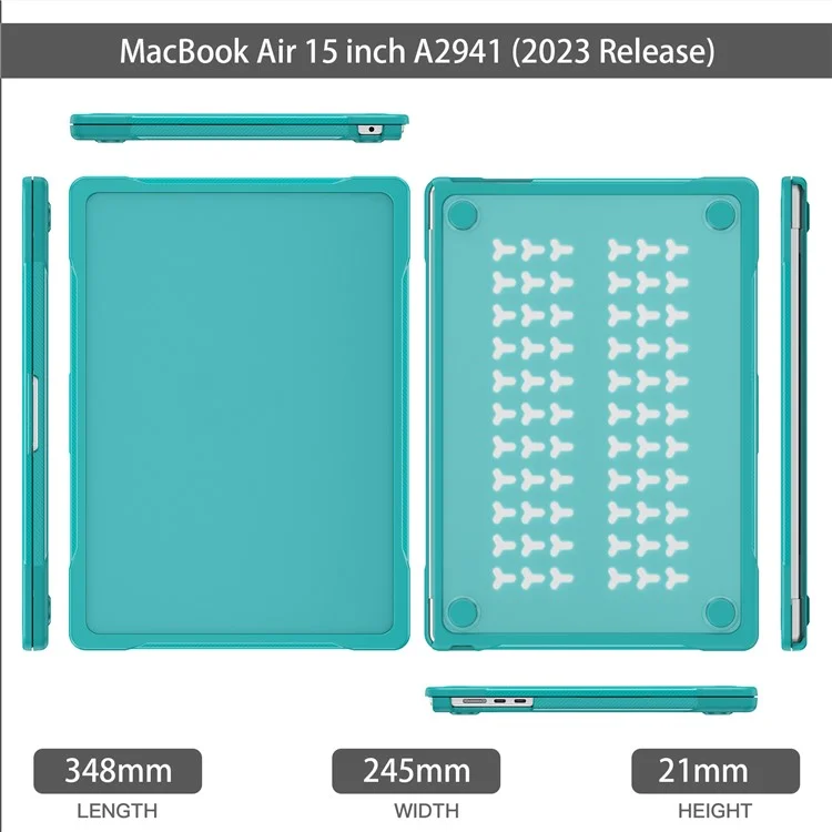 Para Macbook Air 15 polegadas (2023) M2 A2941 / (2024) A3114 M3 Sailor Series Laptop Case PC+TPU Anti-scratch Notebook Cover - Baby Blue