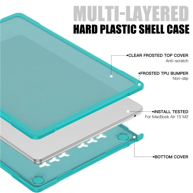 Para Macbook Air 15 polegadas (2023) M2 A2941 / (2024) A3114 M3 Sailor Series Laptop Case PC+TPU Anti-scratch Notebook Cover - Baby Blue