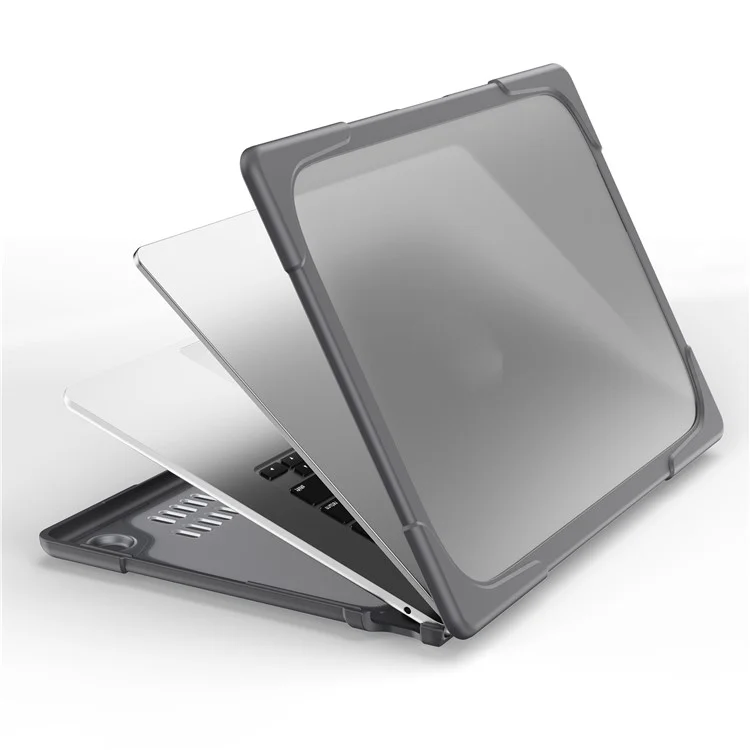 Laptop Case for Macbook Air 15 inch (2025) / (2024) A3114 M3 / (2023) M2 A2941 Stand Design Notebook Anti-Scratch Hard PC Cover - Grey