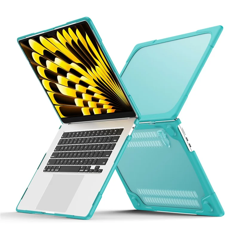Étui pour ordinateur portable pour Macbook Air 15 pouces (2023) M2 A2941 / (2024) A3114 M3 Conception de support Notebook Anti-Rayures Couverture rigide en PC - Bleu bébé