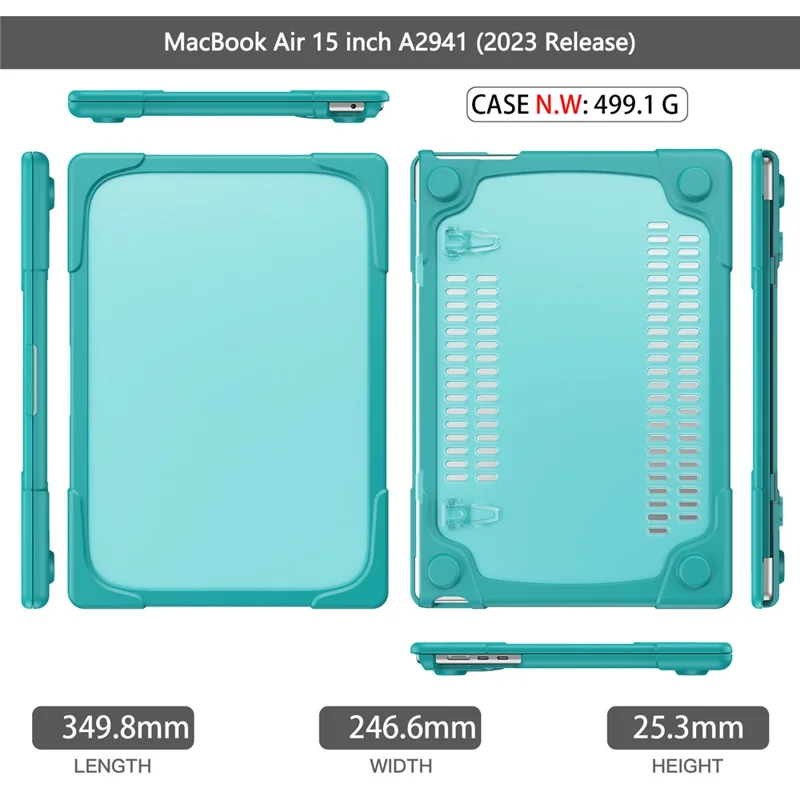 Étui pour ordinateur portable pour Macbook Air 15 pouces (2023) M2 A2941 / (2024) A3114 M3 Conception de support Notebook Anti-Rayures Couverture rigide en PC - Bleu bébé