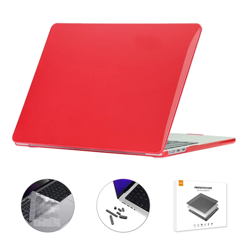 Funda dura ENKAY HAT PRINCE para MacBook Air de 15 pulgadas (2025) / (2023) A2941 / A3114 (versión UE) con película de TPU + tapones - Rojo