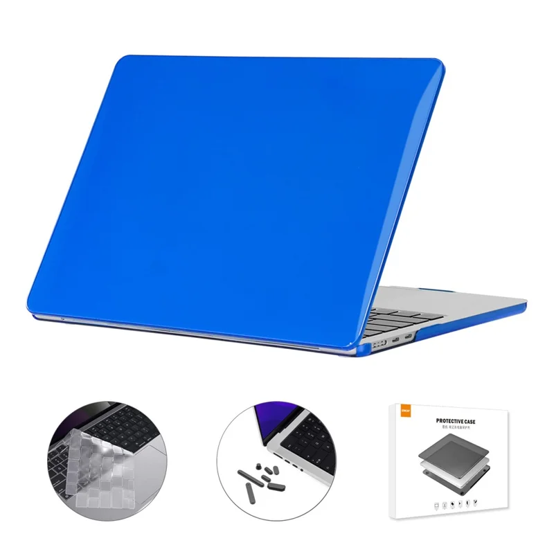 ENKAY HAT PRINCE para Macbook Air 15 polegadas (2023) A2941 / A3114 (Versão EUA) Capa Rígida de PC com Filme de Teclado TPU + Plugues à Prova de Poeira - Azul Escuro